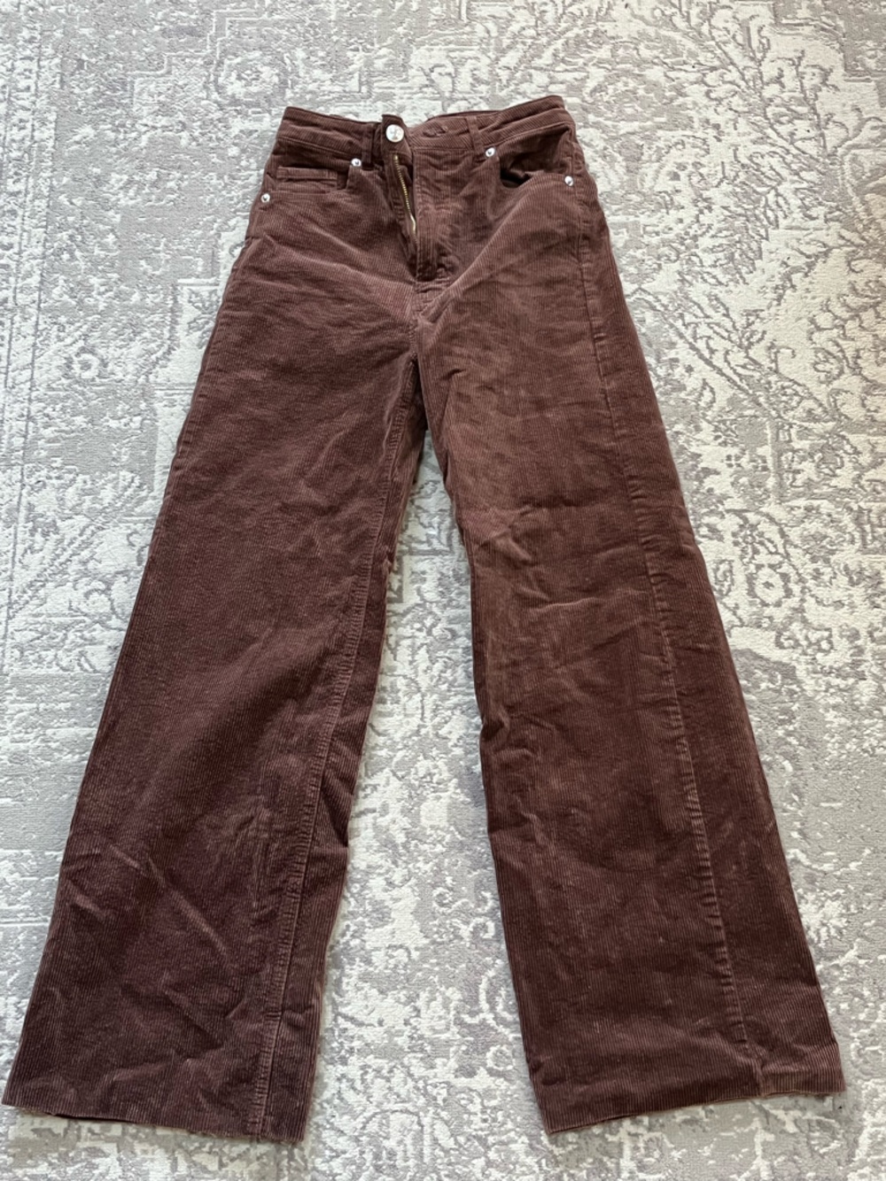H&M Men's Dark Brown Wide-Leg Corduroy Pants